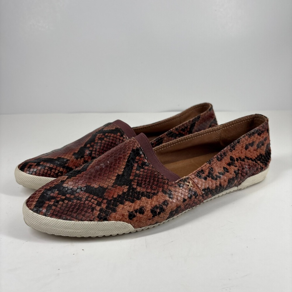 Frye Melanie Women's 11M Antique Rose Snakeskin Leather Slip-On Casual Sneakers